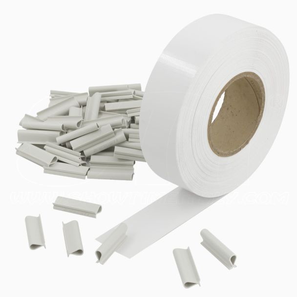 Fascia frangivista in PVC 4.6cm x 50mt Bianco +100clips  rete recinzione oscurante privacy giardino UV resistant