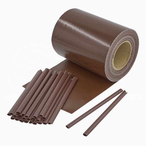 Fascia frangivista in PVC 19cm x 35mt Marrone +25clips  rete recinzione oscurante privacy giardino UV resistant