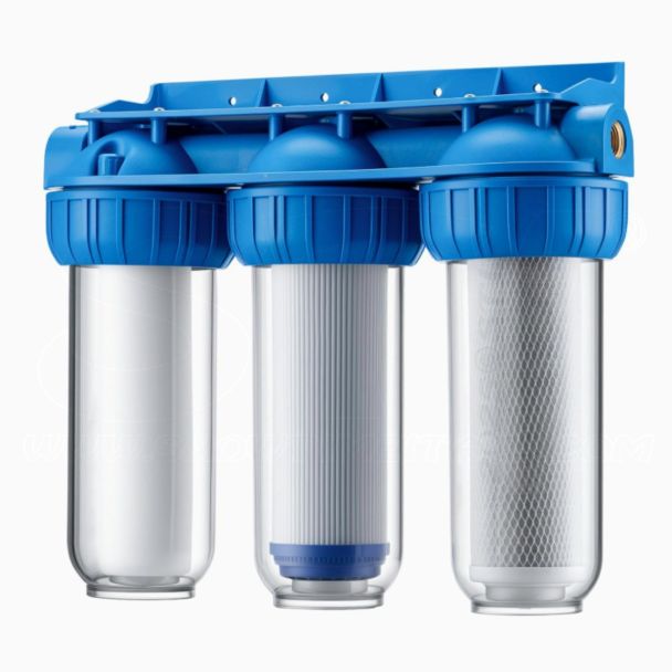 STI Filtro acqua a 3 stadi PP – GAC – CTO portafiltro con cartucce incluse da 10” 254mm attacco da 3/4”