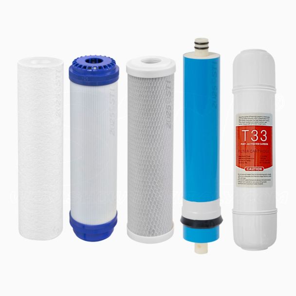 STI Set di 5 filtri di ricambio per osmosi inversa universale a 5 stadi con membrana 75 GPD, standard da 10" compatibili WATER2BUY STIDROP CULLIWATER