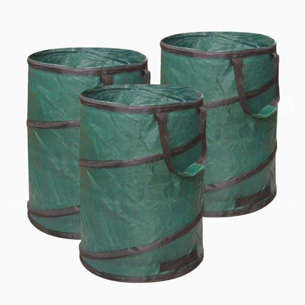 STI Kit 3 x 120 Lt pezzi sacco  POPUP Automatico Giardinaggio Rifiuti Giardino Professionale Antistrappo Con Manici Ripiegabile Polietilene 100gr/mq