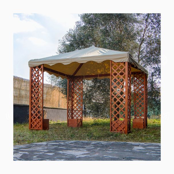 Gazebo in Legno 3x3 metri Impregnato Bellissimo con telo
