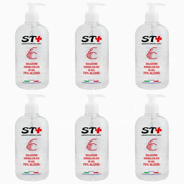 STI Gel Lavamani Igienizzante Senza Acqua Stick pacco da 6 x 500ml alchool 75% dispenser Elimina 99% a base alcolica