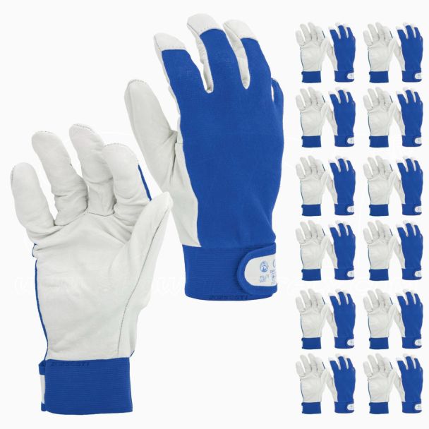 STI Guanti da lavoro in Pelle di Vitello e Cotone antinfortunistica meccanica giardino 10 XL ( Pacco da 12pz )