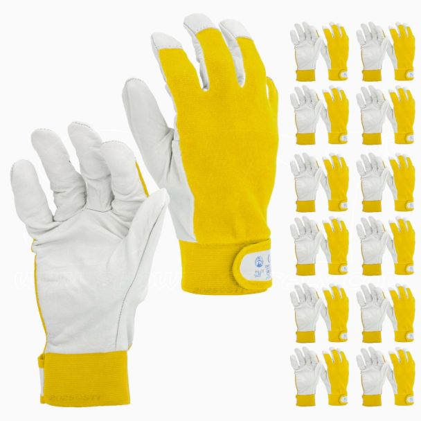 STI Guanti da lavoro in Pelle di Vitello e Cotone antinfortunistica meccanica giardino 7 S ( Pacco da 12pz )