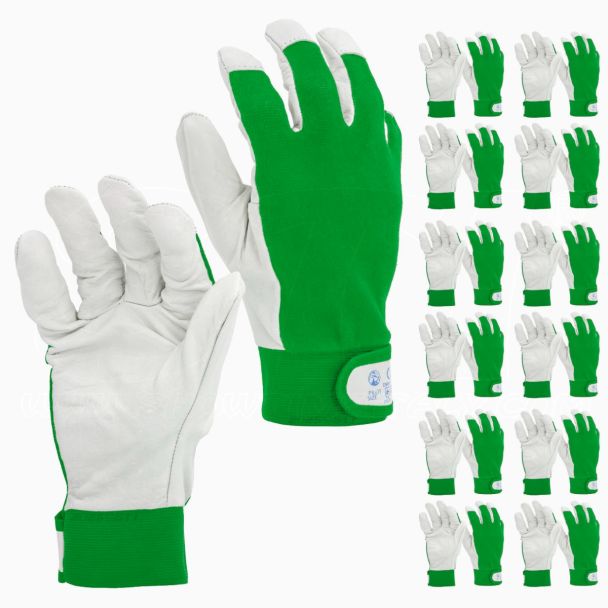 STI Guanti da lavoro in Pelle di Vitello e Cotone antinfortunistica meccanica giardino 8 M ( Pacco da 12pz )