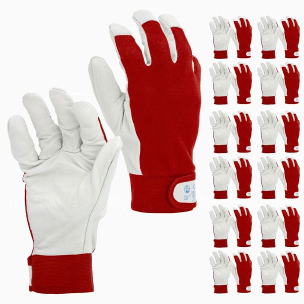 STI Guanti da lavoro in Pelle di Vitello e Cotone antinfortunistica meccanica giardino 9 L ( Pacco da 12pz )