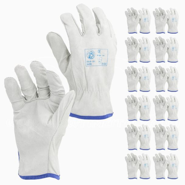 STI Guanti in Pelle Bianco Orlato alta qualità lavoro antinfortunistica 10 XL ( Pacco da 12pz )