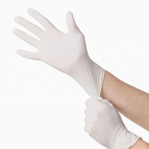 Guanti in lattice bianco monouso, non sterile, leggermente asperso di polvere lubrificante 100 pz Taglia L