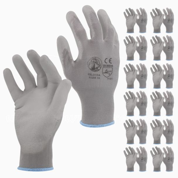 STI Guanti da lavoro Spalmati in PU poliuretano Grigio 8 M ( Pacco da 12pz )