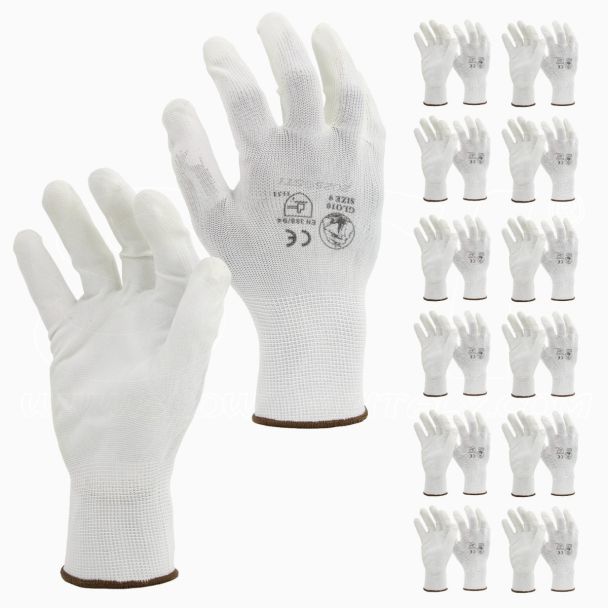 STI Guanti da lavoro Spalmati in PU poliuretano Bianco 9 L ( Pacco da 12pz )