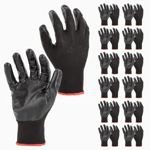 STI Guanti da lavoro Spalmati in Nitrile Nero 9 L ( Pacco da 12pz )