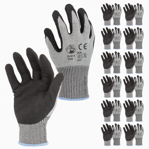 STI Guanti Anti Taglio antiscivolo palmo spalmato in nitrile touchscreen 9 L ( Pacco da 12pz )