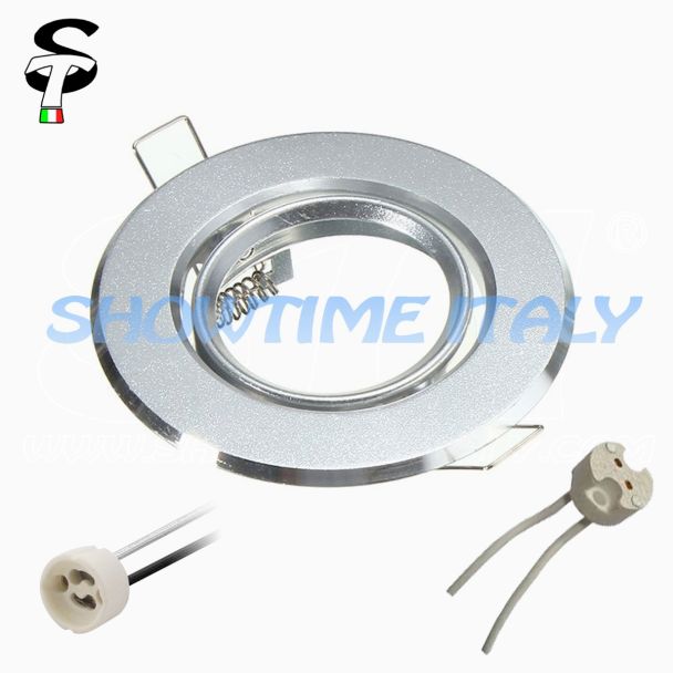 Portafaretto da incasso regolabile per lampadina spot led Cromo Satinato