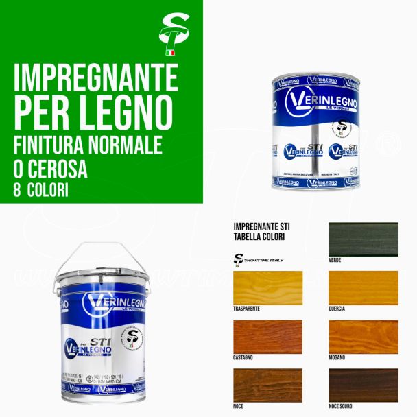 STI Impregnante per Legno a Base Acqua 7 colori Ceroso e Non