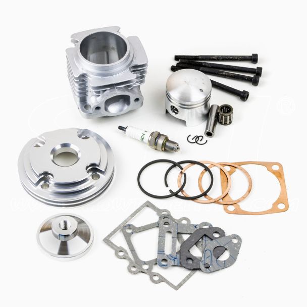 Kit Cilindro 50cc Testa CNC Scomposta per Minimoto Racing Completo ARGENTO spinotto 12mm STI