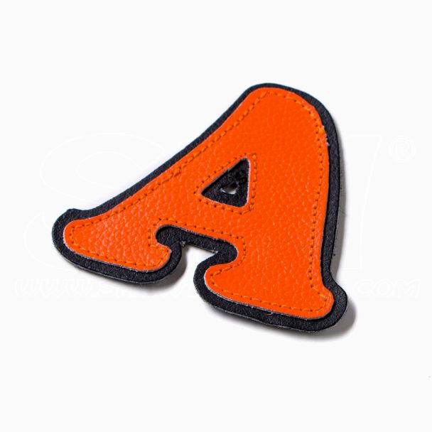 Lettere Numeri e caratteri in Pelle ARANCIO FLUO per tuta da cucire o incollare a tute moto