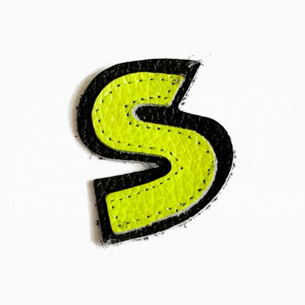 
Lettere Numeri e caratteri in Pelle mini h.35mm per tuta da cucire o incollare a tute moto	Giallo Fluo