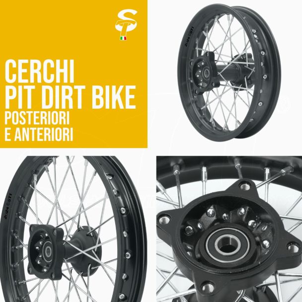 STI Cerchi Cerchio per pitbike 12" 14" 17" Acciaio e Alluminio