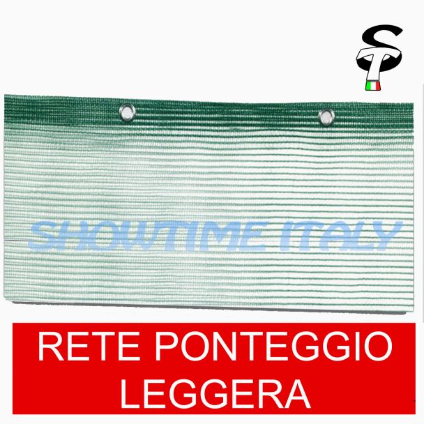 RETE PROTEZIONE PONTEGGI LEGGERA OCCHIELLATA 1,8x15 MT GR.50 MQ COLORE VERDE