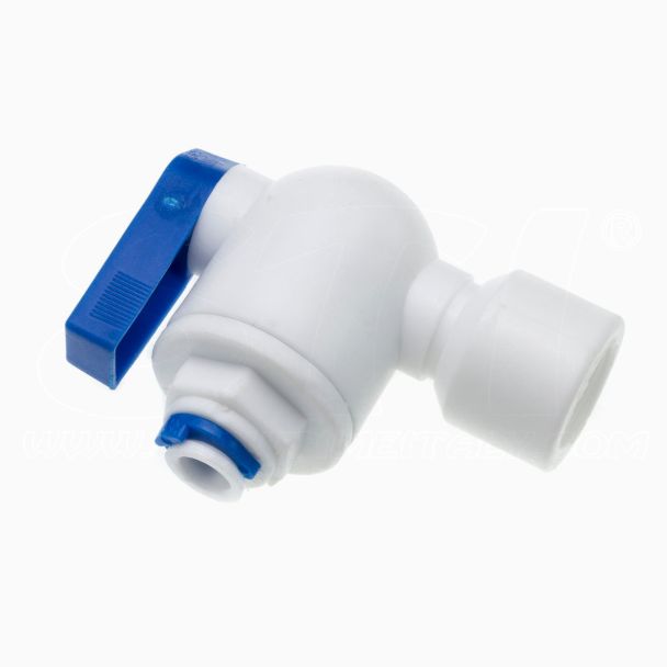 Valvola PVC a Sfera a Gomito IN Filetto 1/4” F – OUT Fast 1/4” F