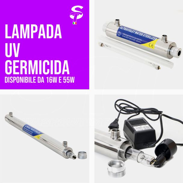 ITS UV lámpara germicida Agua 16W - 55W Osram / Philips metal y el tubo de reemplazo