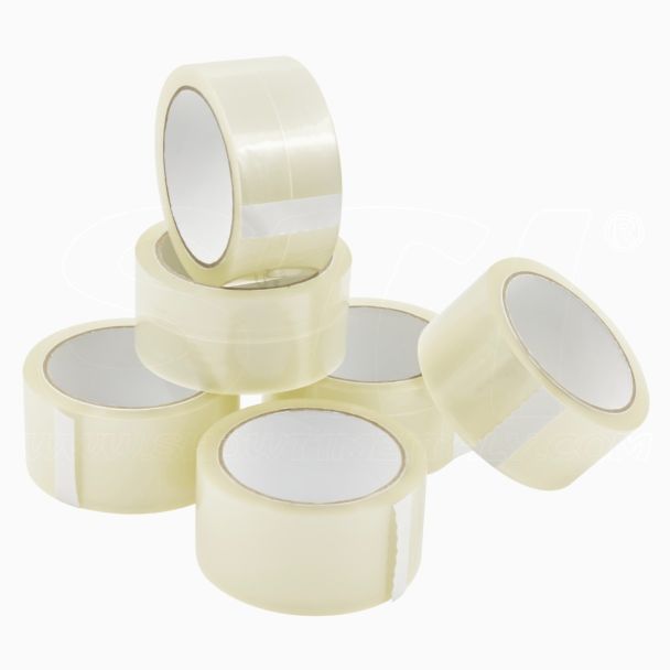 STI Nastro Adesivo Trasparente per imballo Confezione da 6 rotoli 48 mm x 66 mt, bassa rumorosità forte e resistente STI