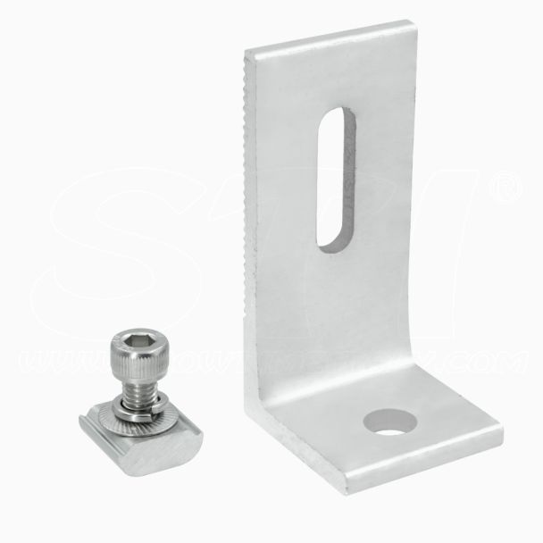 Piede L Alluminio per superfici piane con viteria e martello 80x40x40mm