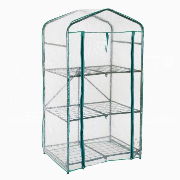 Serra scaffale fioriera da balcone terrazza giardino, 3 ripiani 70x50x120 H per piante e fiori, telo PVC, pieghevole apertura a libro con blocco facile da montare e riporre cm STI