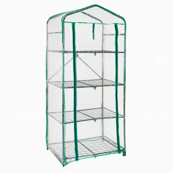 Serra scaffale fioriera da balcone terrazza giardino, 4 ripiani 70x50x160 H per piante e fiori, telo PVC, pieghevole apertura a libro con blocco facile da montare e riporre cm STI