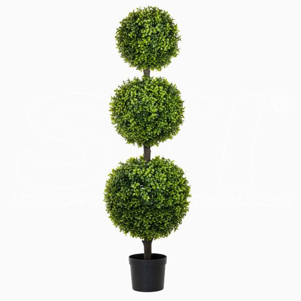 Albero artificiale di arredo con tre sfere di Bosso 130cm con vaso Alberello STI