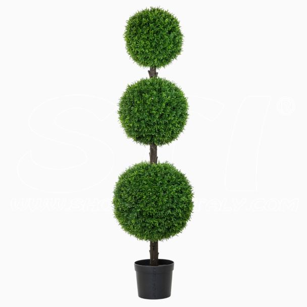 Albero artificiale di arredo con tre sfere di Cipresso 130cm con vaso Alberello STI