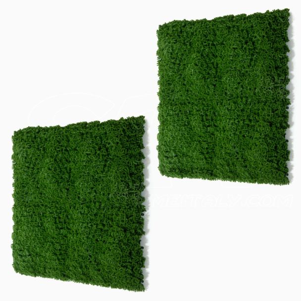 Siepe Pannello di Muschio artificiale 3D Verde Scuro 2pz 50x50cm STI