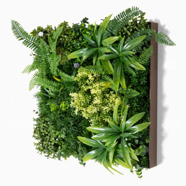 Quadro Vegetale 3D Rigoglioso con piante artificiali quadrato 50x50cm Arte Vegetale STI