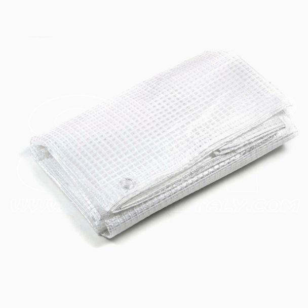 Telo bianco trasparente occhiellato retinato antivento antistrappo anti uv misura 3x3.5 mt