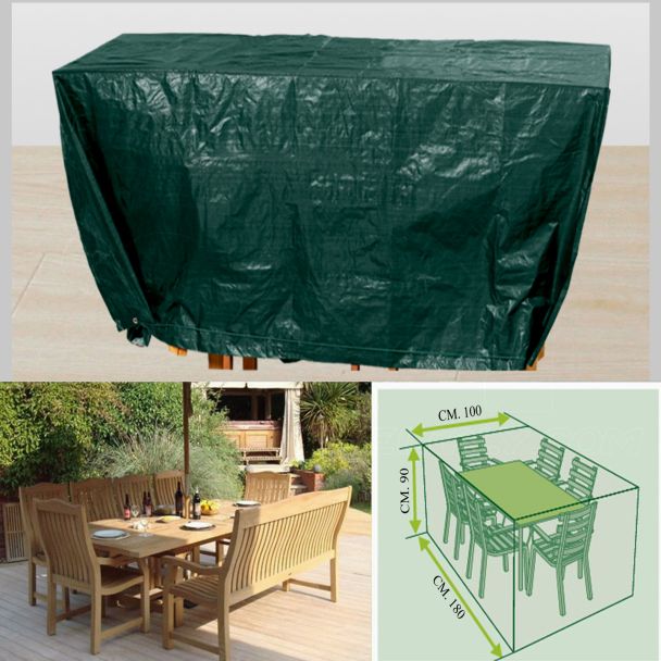 Telo Copritavolo Rettangolare Colore Verde NR10 180x100cm Altezza 90cm TagliaS