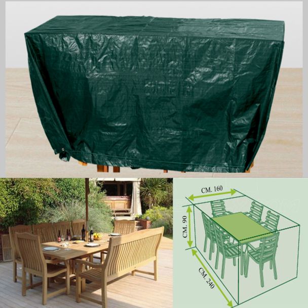 Telo Copritavolo Rettangolare Colore Verde NR12 240x160cm Altezza 90cm TagliaL