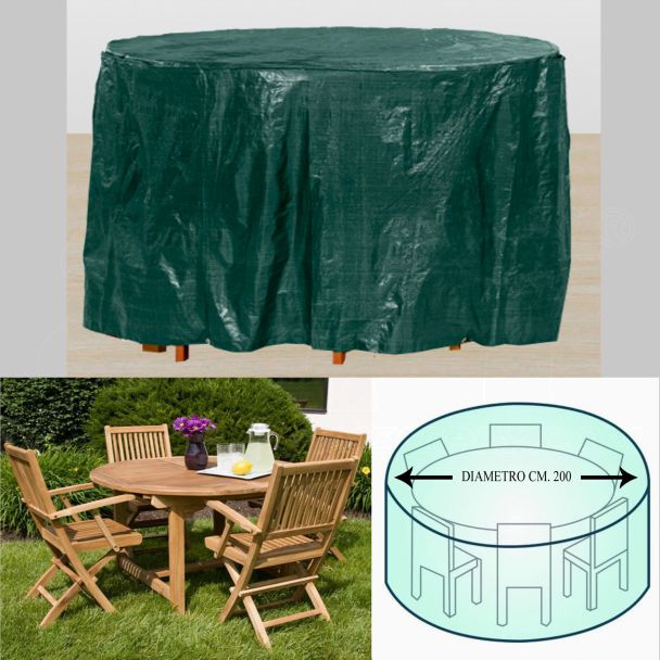Telo Copritavolo Rotondo Colore Verde NR08 diametro 200cm Altezza 90cm TagliaL