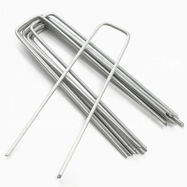 Kit 100 Picchetti Zincati fissaggio prato reti teli pacciamatura 150mm x 25mm x 2,5mm