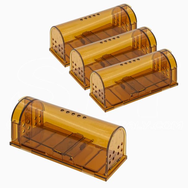 Set Trappole per Topi 4 pezzi 17x6.5x6.2cm Media , Cattura Roditori Vivi senza ucciderli sicure riutilizzabili.