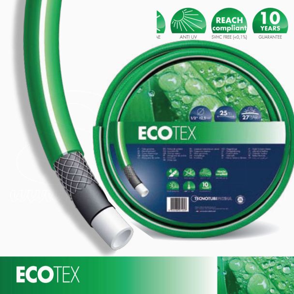 Tubo Acqua Retinato Irrigazione Giardino Prato 5/8''(15mm) PVC 4 Strati 25m Verde