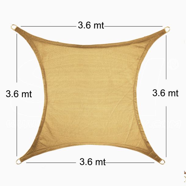 Vela Parasole Ombreggiante Quadrata 3.6x3.6 mt Beige Sabbia