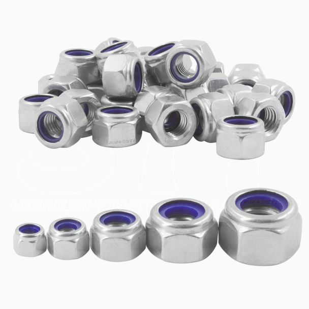 SET 100pz Dado Autobloccante acciaio inox A2 20xM5 20xM6 20xM8 20xM10 20xM12 