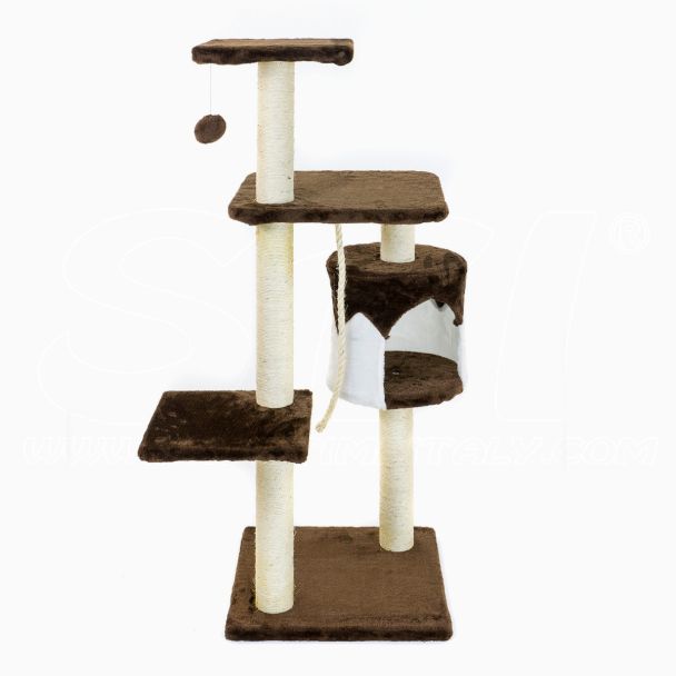 Albero Tiragraffi per Gatti parco giochi palestra gatto 60x60x113 Marrone Small Con Corda naturale