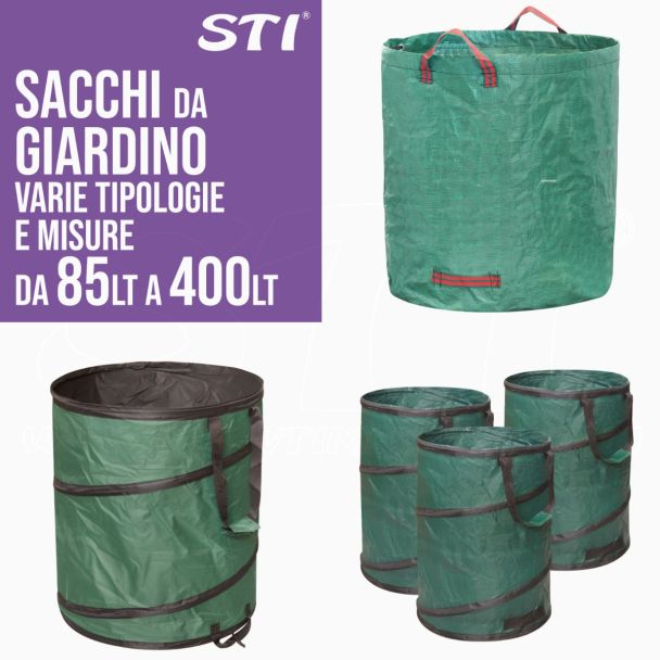 Bolsas de jardín 85 160 160 272 o 400 Lt Jardinería Residuos Jardín Profesional Antidesgarro Con Asas Plegable Bolsa