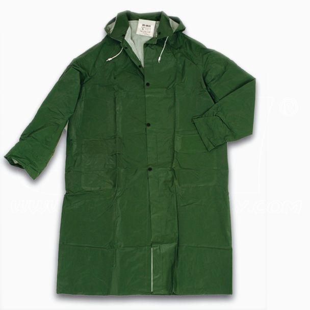 Abrigo impermeable de pvc con capucha disponible en colores amarillo o verde