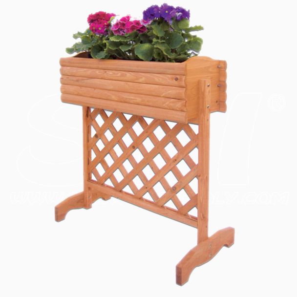 Soporte para macetas enrejado de madera colgante 74x35x81
