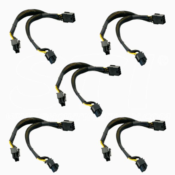 Kit 5 cables 8 pines pcie → Doble 6+2 pines 20cm Reforzado Especial
