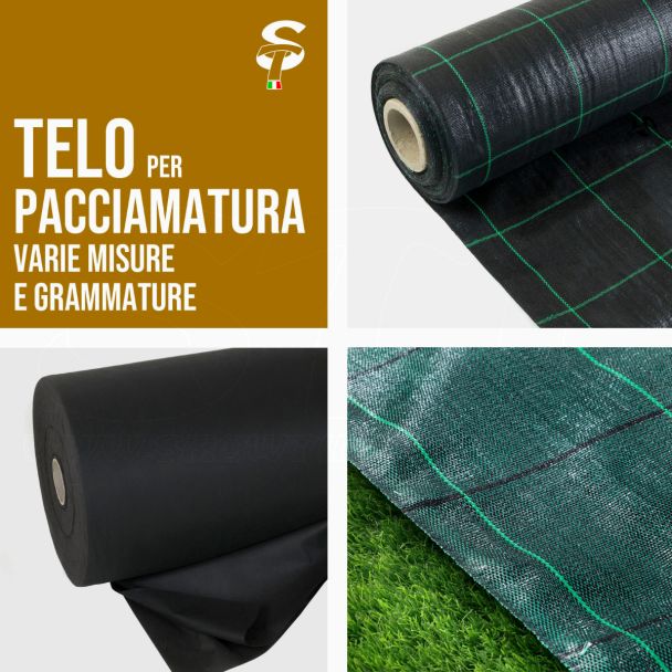 Tela para Mulching Varias Medidas Drenante Polietileno o TNT Fondo Césped Sintético
