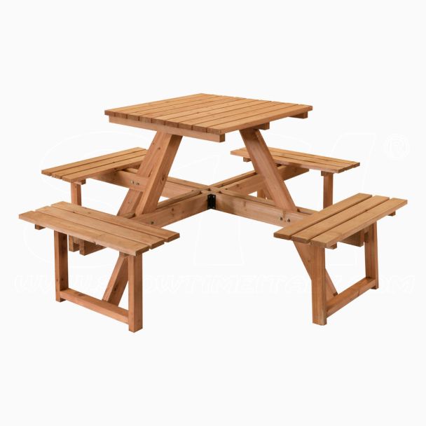 Conjunto de mesa de picnic con bancos de madera impregnada de alta calidad ITS 170x170x78